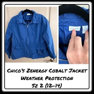 Chicos Zenergy Cobalt lightweight jacket weather protection sz 3 (equiv 14-16)